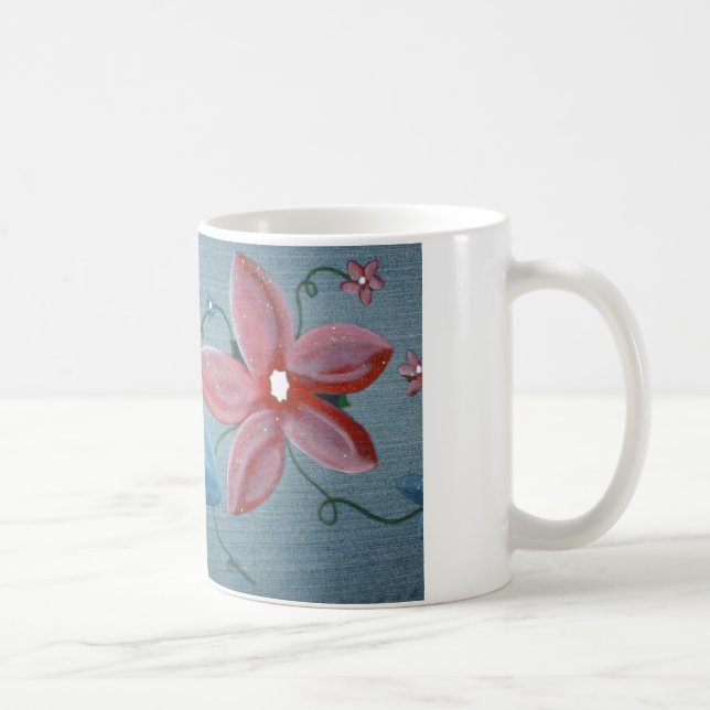 Caneca De Café Flores grandes do vermelho azul (Direita)