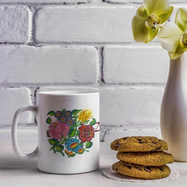 Caneca De Café Flores húngaras coloridas (Criador carregado)