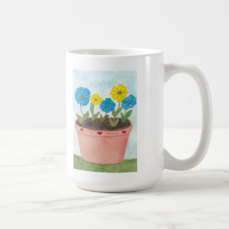 Caneca De Café Flores Imaginárias em Vaso com Corações