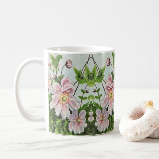 Caneca De Café Flores Japonesas - (Com Donut)