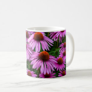 Caneca De Café Flores   Jardim de Coneflower Rosa
