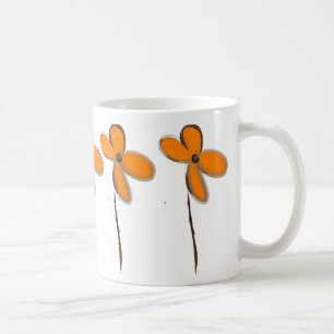 Caneca De Café Flores Laranja