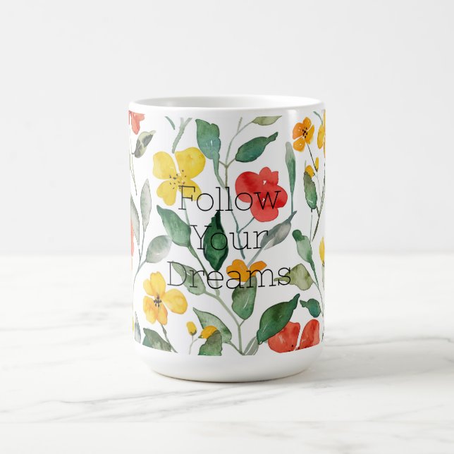 Caneca De Café Flores Laranja Amarelo (Centro)