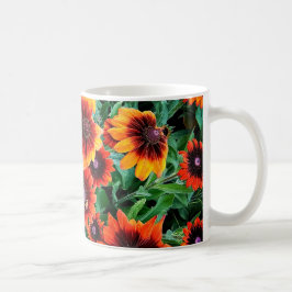 Caneca De Café Flores laranja e castanho