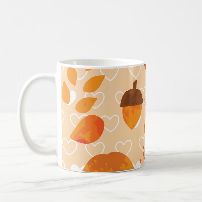 Caneca De Café Flores Laranja: Padrão de Portalha da Mão. (Esquerda)