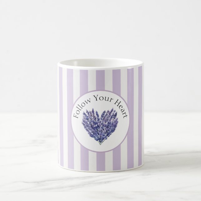 Caneca De Café Flores Lavanda Listras Coração (Centro)