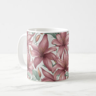 Caneca De Café Flores Lilosas Cor de Água Rosa