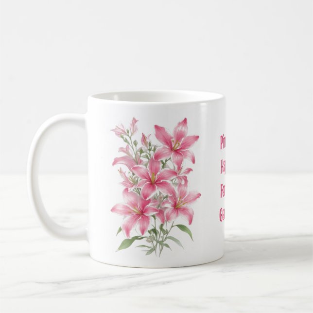 Caneca De Café Flores Lilosas Rosa (Esquerda)