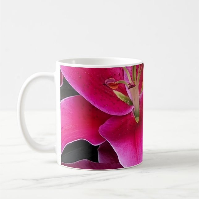 Caneca De Café Flores lírios cor-de-rosa (Esquerda)