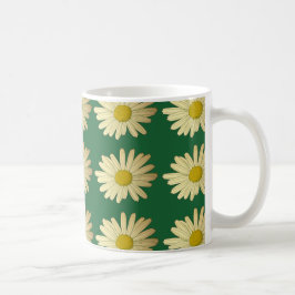 Caneca De Café Flores margaridas num gramado verde