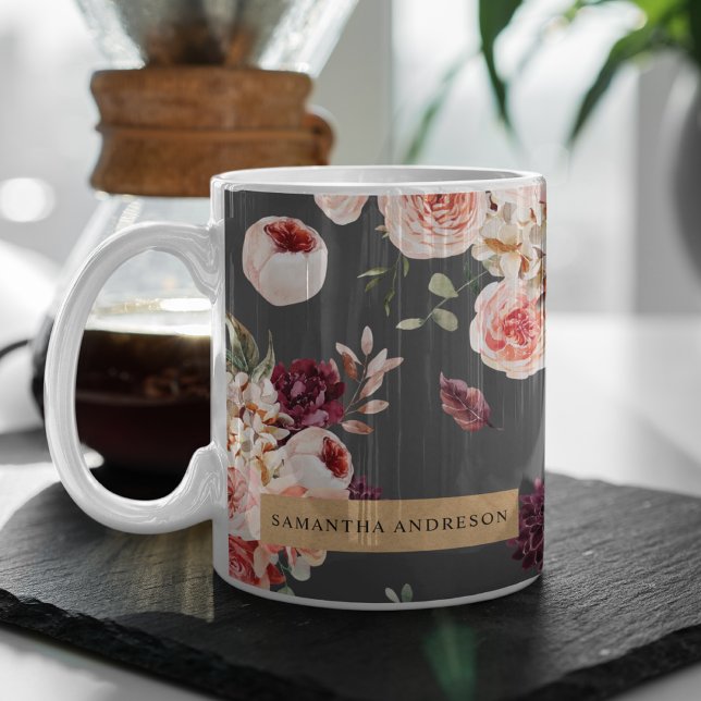 Caneca De Café Flores Modernas de Pastel e Presente Personalizado (Criador carregado)