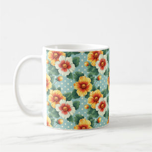 Caneca De Café Flores modernas elegantes coloridas e estilosas