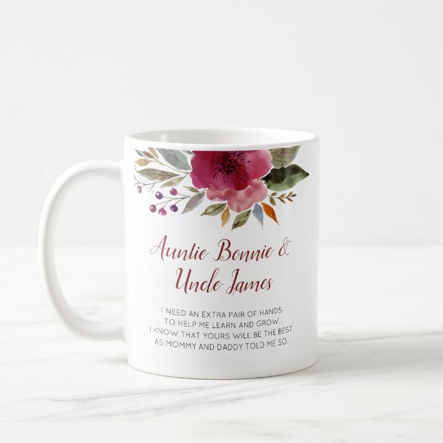 Caneca De Café Flores Modernas Serão Meus Padrões Batismo (Esquerda)