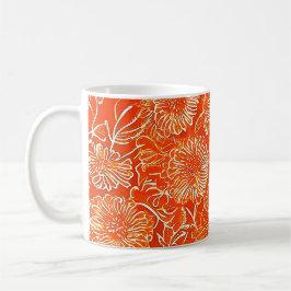 Caneca De Café Flores moles laranja