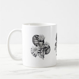 Caneca De Café Flores monocromáticas a preto e branco