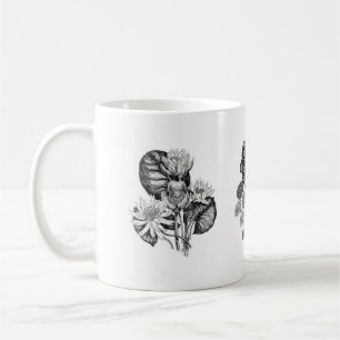 Caneca De Café Flores monocromáticas a preto e branco