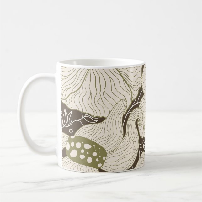Caneca De Café Flores monocromáticas delimitam uma flor elegante  (Esquerda)