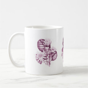Caneca De Café Flores monocromáticas em Borgonha
