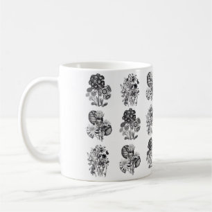 Caneca De Café Flores monocromáticas em preto e branco