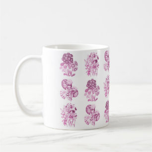 Caneca De Café Flores monocromáticas em rosa