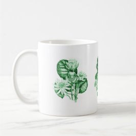 Caneca De Café Flores monocromáticas em verde