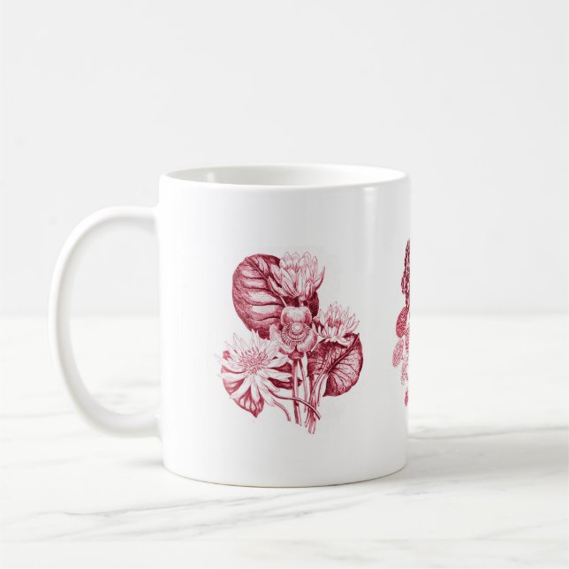 Caneca De Café Flores monocromáticas em vermelho (Esquerda)