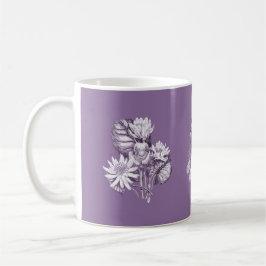 Caneca De Café Flores monocromáticas na lavanda