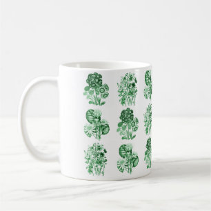 Caneca De Café Flores monocromáticas no verde