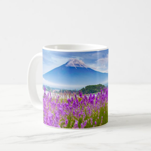 Caneca De Café Flores | Monte Fugi Japão (Frente Esquerda)