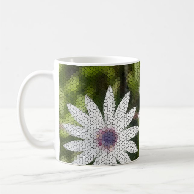 Caneca De Café Flores Mosaicas White Daisy Bush (Esquerda)