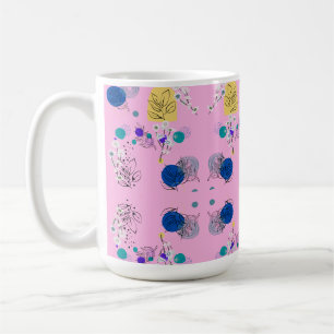 Caneca De Café Flores musculares únicas e acoloradas, cor-de-rosa