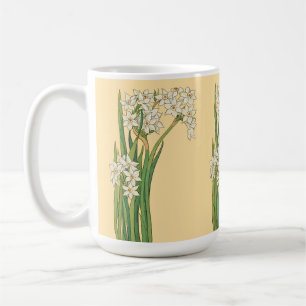 Caneca De Café Flores Narciso Art Nouveau