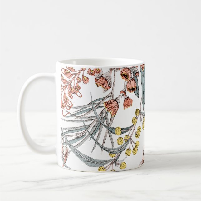 Caneca De Café Flores nativas australianas. Padrão sem costura pr (Esquerda)