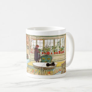 Caneca De Café Flores no Windowsill por Carl Larsson