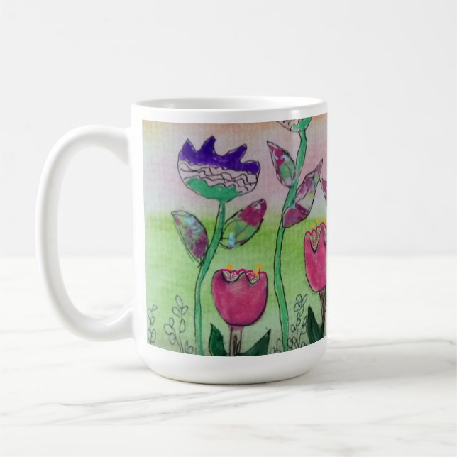 Caneca De Café Flores onduladas (Esquerda)