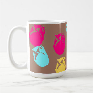 Caneca De Café Flores Ousadas em Fundo de Moussem de Café