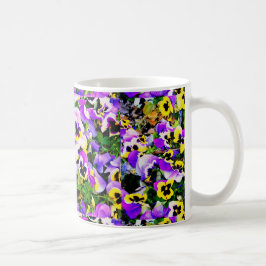 Caneca De Café flores pansy de cor múltipla