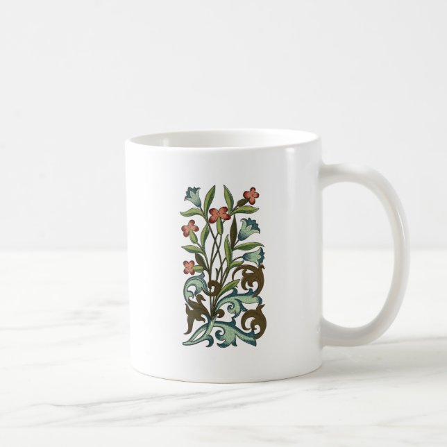 Caneca De Café Flores Papel de Carteira Floral Art Nouveau Bonito (Direita)