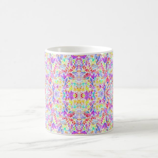 Caneca De Café Flores pastéis abstratas (Centro)