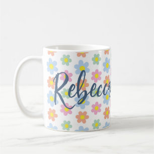 Caneca De Café Flores pastel, cinzentas e cinzentas, design