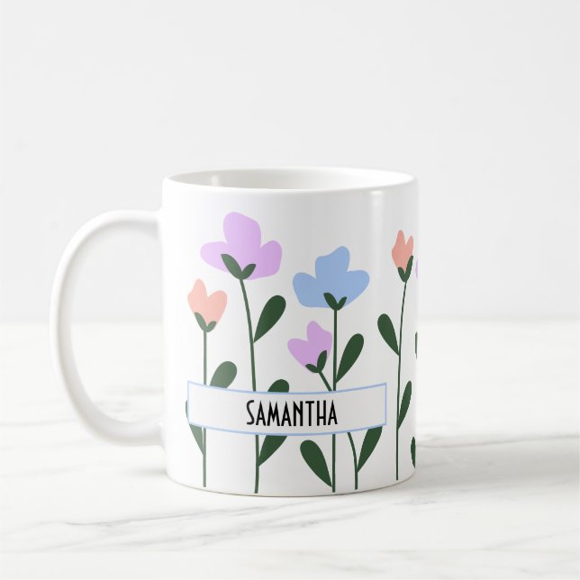 Caneca De Café flores pastosas personalizadas (Esquerda)