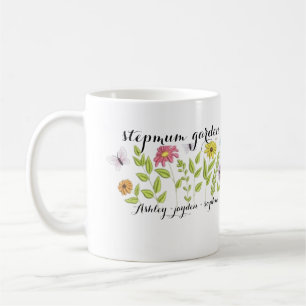Caneca De Café Flores personalizadas com o nome dos enteados para