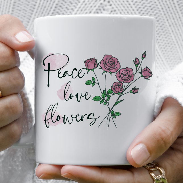 Caneca De Café Flores Personalizadas de Amor pela Paz em Mug (Criador carregado)