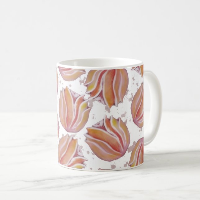Caneca De Café Flores Pêssego (Frente Esquerda)
