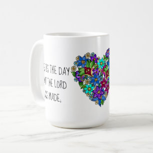 Caneca De Café Flores Pintadas, com Verso do Salm 118:24