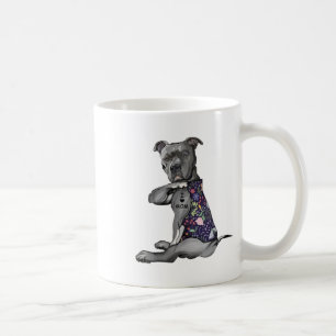 Caneca De Café Flores Pitbull - Eu Amo Mamãe Hippie Dog Pitbull T