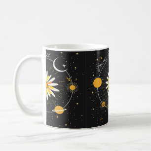 Caneca De Café Flores planeiam o sol e a arte gráfica da lua