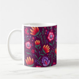 Caneca De Café Flores Poloneses Wycinanki - Rosa