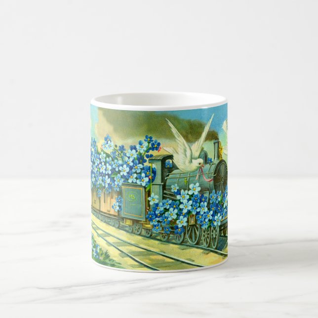 Caneca De Café Flores, pombas e comboio (Centro)