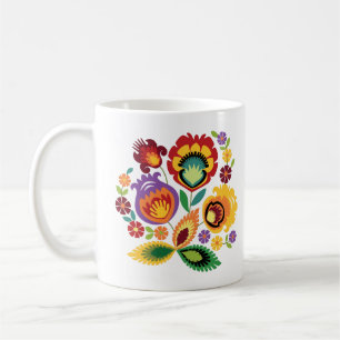 Caneca De Café Flores populares polonesas alaranjadas